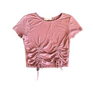 {MADDEN GIRL} Juniors' Ruched Corset Crop Top